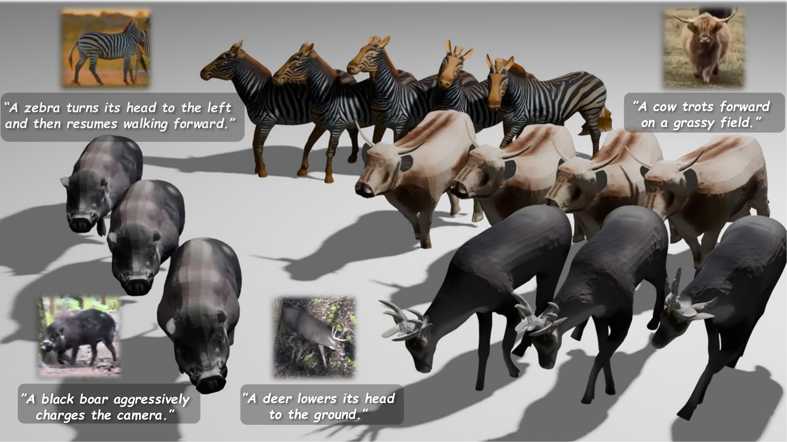 Kirin teaser — generated 3D animal mesh sequences